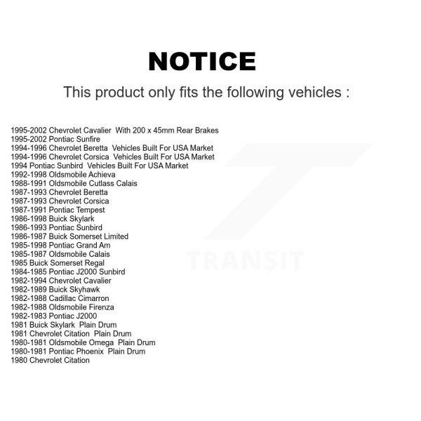 [Rear] Brake Drum 8-2093 For Chevrolet Cavalier Pontiac Sunfire Grand Am Sunbird - Image 2