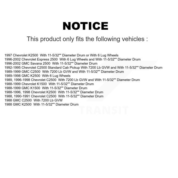 [Rear] Brake Drum 8-2169 For K1500 Chevrolet GMC K2500 C2500 Express 2500 Savana - Image 2