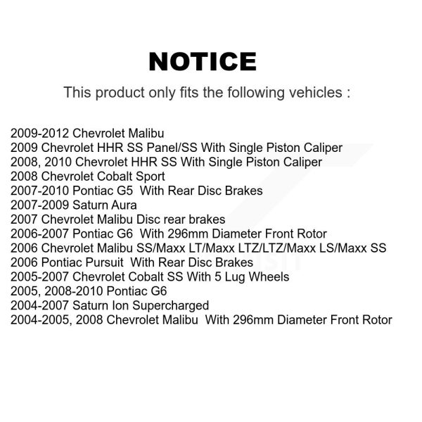 [Front] Disc Brake Rotor 8-580184 For Chevrolet Malibu Pontiac Cobalt G5 G6 Ion - Image 2