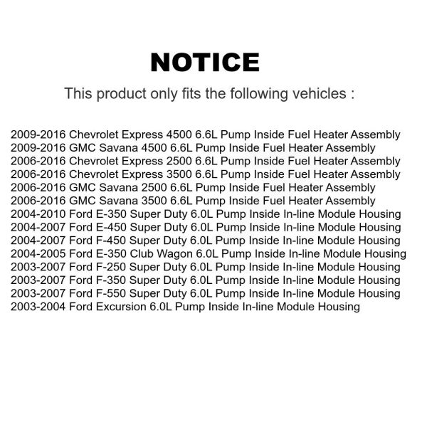 Electric Fuel Pump AGY-00210035 For Ford Chevrolet GMC F-350 Super Duty 2500 - Image 2