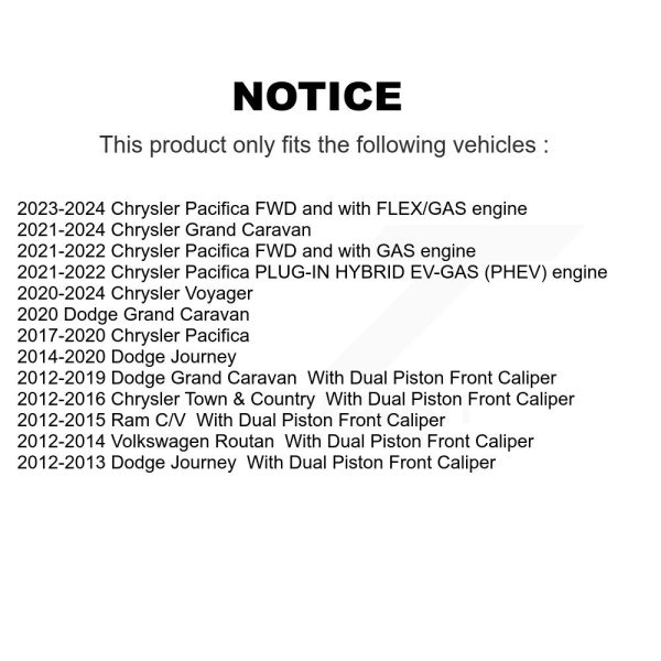 [Front] Disc Brake Rotor DS1-780964 For Dodge Grand Caravan Journey Chrysler & - Image 2