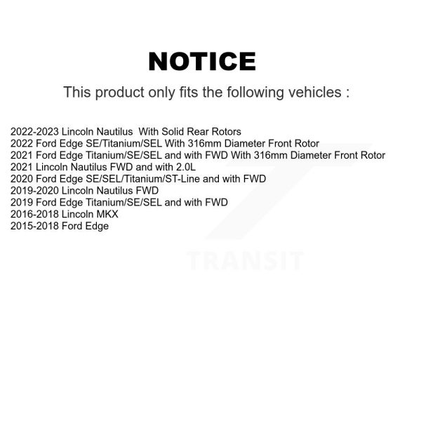 [Front] Ceramic Disc Brake Pads NWF-PRC1818 For Ford Edge Lincoln Nautilus MKX - Image 2