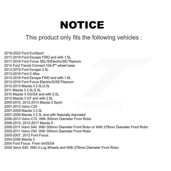 [Front] Ceramic Disc Brake Pads NWF-PTC1044 For Ford Escape Mazda 3 Focus 5 S40 - Image 2