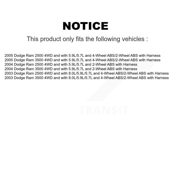 [Front] ABS Wheel Speed Sensor SEN-2ABS0345 For Dodge Ram 2500 3500 with Harness - Image 2