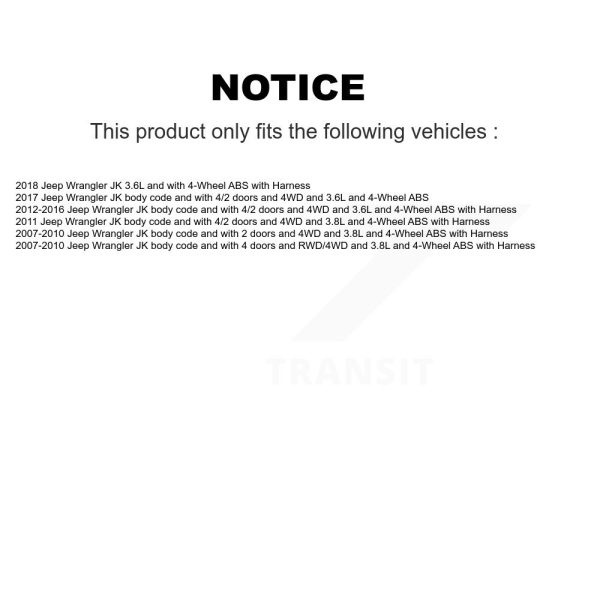 [Front] ABS Wheel Speed Sensor SEN-2ABS0598 For Jeep Wrangler JK - Image 2
