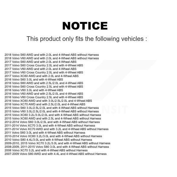 [Rear] ABS Wheel Speed Sensor SEN-2ABS0874 For Volvo XC60 XC70 S60 V60 S80 Cross - Image 2