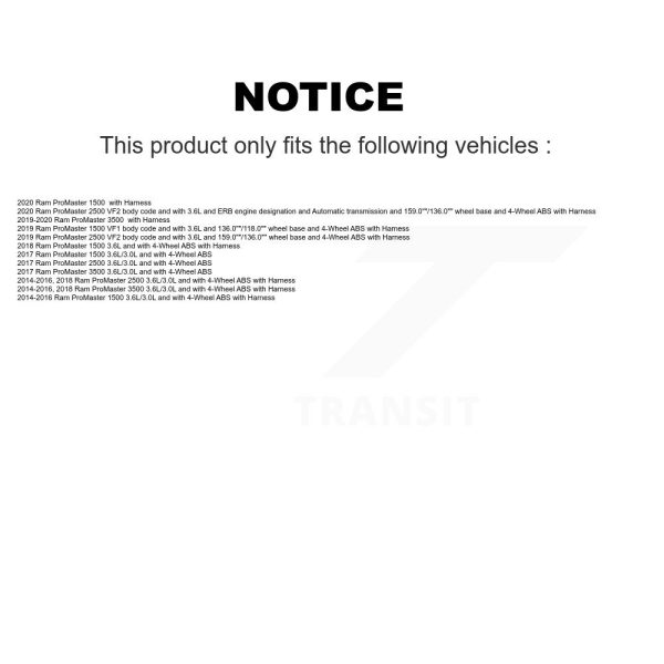 [Front] ABS Wheel Speed Sensor SEN-2ABS3118 For Ram ProMaster 2500 3500 1500 - Image 2
