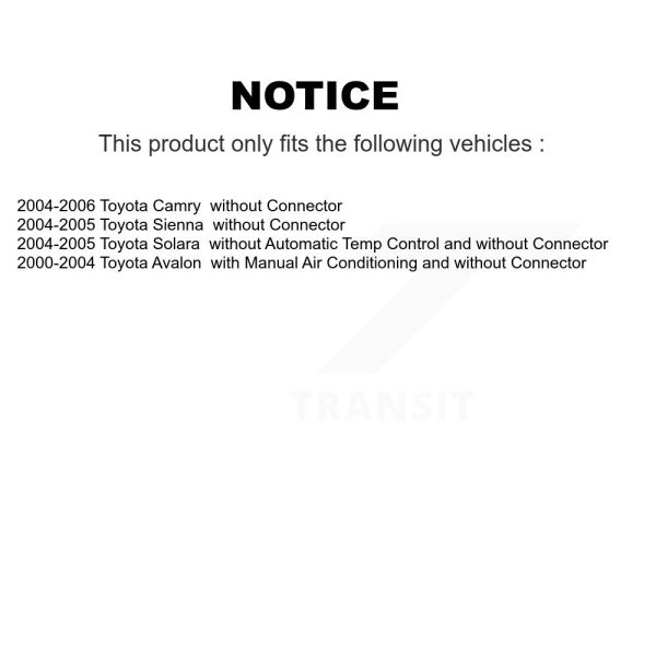 HVAC Blower Motor SEN-2BMR0499 For Toyota Camry Sienna Solara Avalon - Image 2
