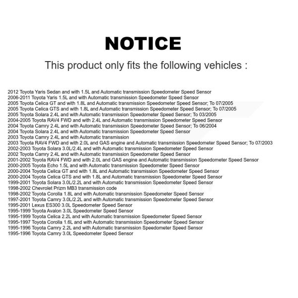 Vehicle Speed Sensor SEN-2VSS0003 For Toyota Yaris Camry Echo Corolla RAV4 - Image 2