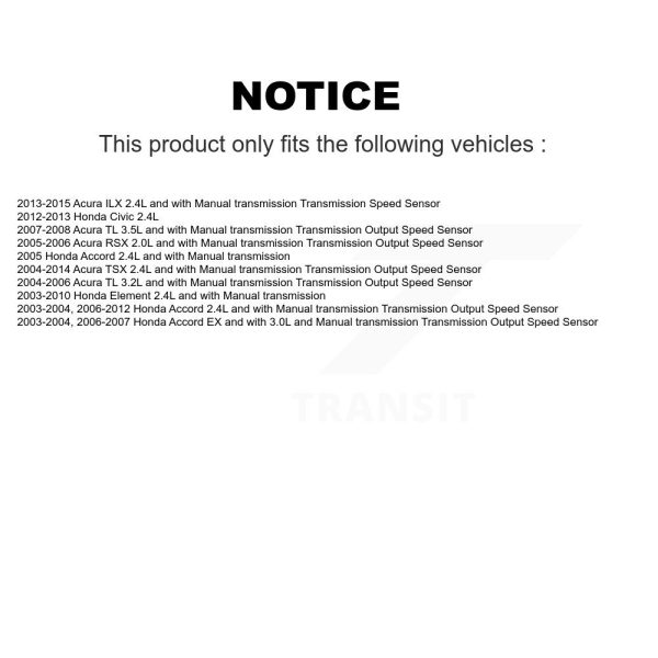 Vehicle Speed Sensor SEN-2VSS0067 For Honda Civic Accord Acura TSX TL Element - Image 2