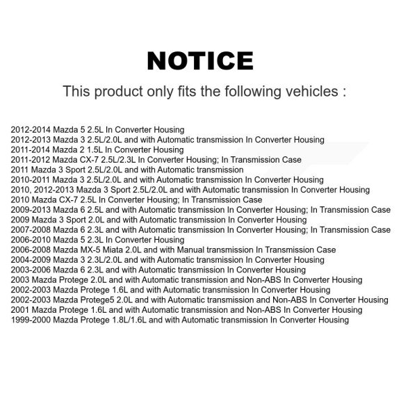 Vehicle Speed Sensor SEN-2VSS0081 For Mazda 3 5 6 2 CX-7 Protege MX-5 Miata - Image 2